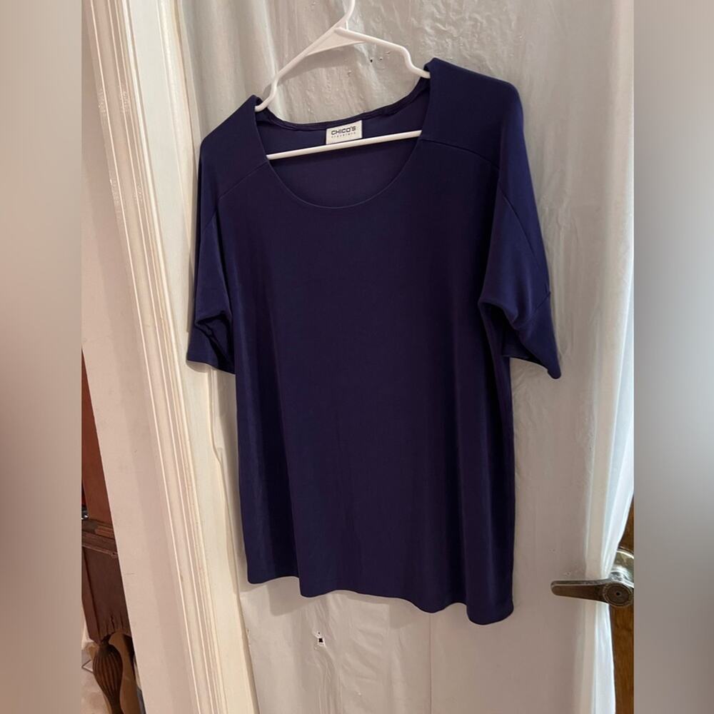 Chicos travelers blue dolman sleeve packable wrinkle resistant top size lg